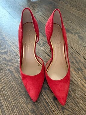 Jessica Simpson Red Suede Pointed D'Orsay Pumps